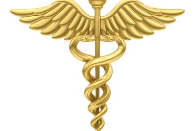 Caduceus Medical Symbol isolated on white background. 3D render